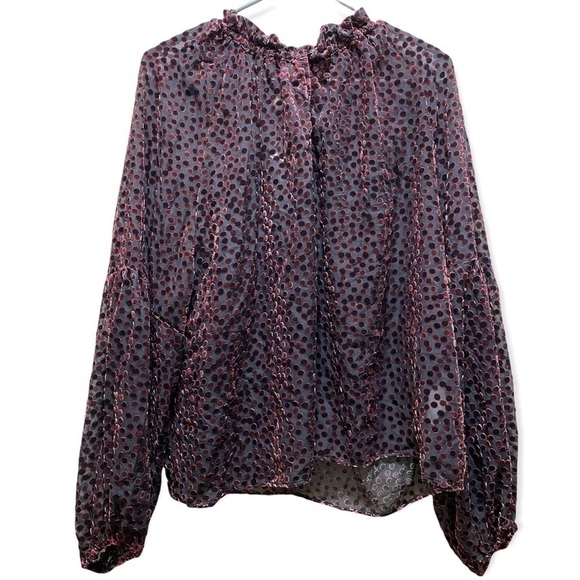 NWOT Addition Elle Balloon-Sleeve Burnout Velvet Blouse color Winetasting size X - Picture 7 of 9
